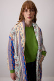 Bohemian Ethnic Print Quilted Coat with Shawl Collar