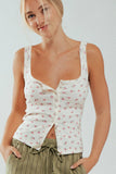 Contrast Stitch Button-Front Top