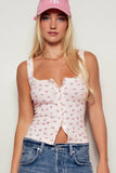 Contrast Stitch Button-Front Top