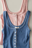 Contrast Stitch Button-Front Top