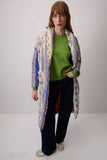 Bohemian Ethnic Print Quilted Coat with Shawl Collar