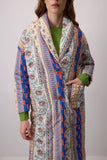 Bohemian Ethnic Print Quilted Coat with Shawl Collar