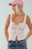 Contrast Stitch Button-Front Top