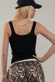Contrast Stitch Button-Front Top