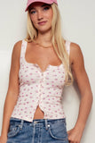Contrast Stitch Button-Front Top