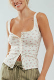 Contrast Stitch Button-Front Top