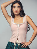 Contrast Stitch Button-Front Top