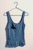 Contrast Stitch Button-Front Top