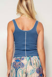 Contrast Stitch Button-Front Top