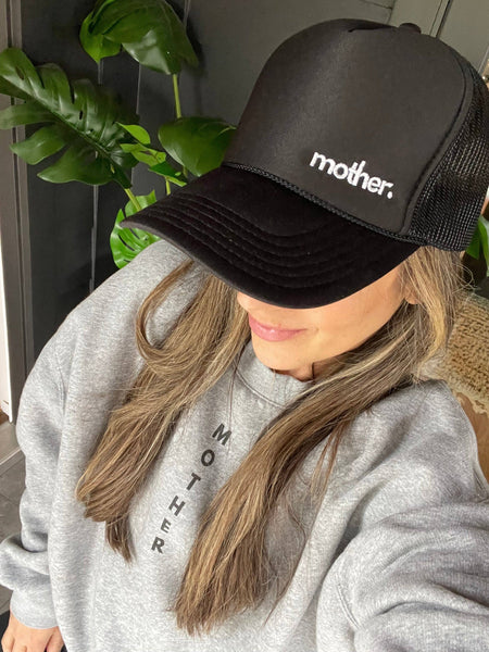 The Mini Mother Embroidered Women's Trucker Hat - Black