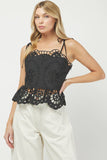 EYELET PEPLUM TOP