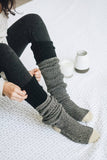 Open Work Two-Tone Lounge Socks: Oatmeal