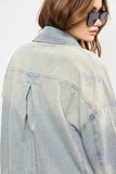 Strip Oversized Wash Denim Jacket