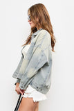 Strip Oversized Wash Denim Jacket