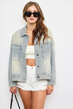 Strip Oversized Wash Denim Jacket