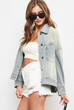 Strip Oversized Wash Denim Jacket