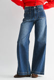 Micro Patch Pocket Wide Leg - DARK DENIM- DP799