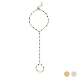18K Gold PVD Stainless Steel Black Beaded Hand Chain