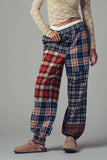 Mixed Plaid Patchwork Boho Jogger Pants