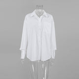 SWEETKAMA White Lapel Collar Botton Down Shirt CY0533