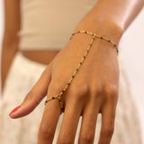 18K Gold PVD Stainless Steel Black Beaded Hand Chain