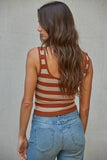 S1309N | Knit Striped Seamless Padded Tank Top