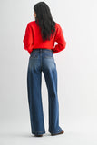 Micro Patch Pocket Wide Leg - DARK DENIM- DP799