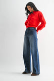 Micro Patch Pocket Wide Leg - DARK DENIM- DP799