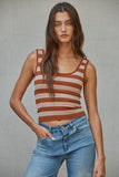 S1309N | Knit Striped Seamless Padded Tank Top