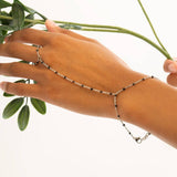 18K Gold PVD Stainless Steel Black Beaded Hand Chain