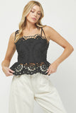 EYELET PEPLUM TOP