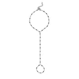 18K Gold PVD Stainless Steel Black Beaded Hand Chain