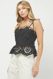EYELET PEPLUM TOP