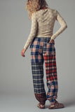 Mixed Plaid Patchwork Boho Jogger Pants