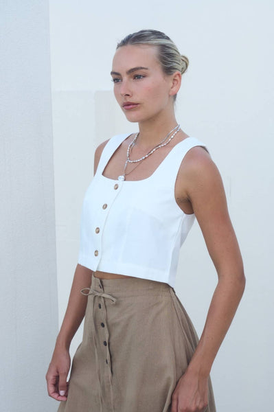 Button Front  Crop Top