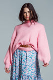 Super Oversized Jumper With High Neck and Balloon Sleeves in