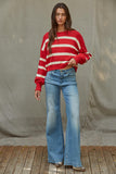 Rowan Striped Sweater-Red