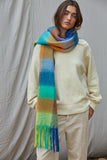 Knit Gingham Fringe Scarf