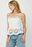 EYELET PEPLUM TOP