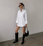 SWEETKAMA White Lapel Collar Botton Down Shirt CY0533