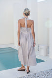 Taupe Stripe Halter Maxi Dress