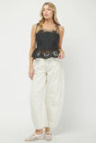 EYELET PEPLUM TOP