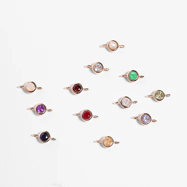 14K Solid Gold Birthstone Connector Charm