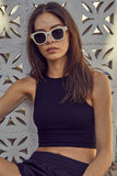 S1021N | Casual Crew Neck Crop Top