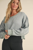 Waffle Knit Oversized Long Sleeve Top