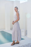 Taupe Stripe Halter Maxi Dress