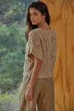 Cali Crochet Round Neck Short Sleeve Top