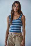 S1309N | Knit Striped Seamless Padded Tank Top