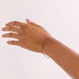 18K Gold PVD Stainless Steel Black Beaded Hand Chain