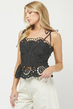 EYELET PEPLUM TOP